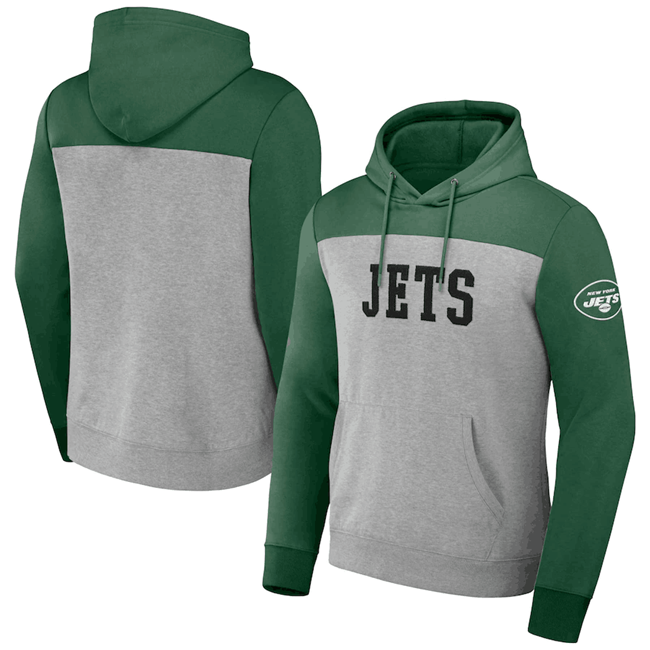 New York Jets x Darius Rucker Collection Heather Gray Colorblock Pullover Hoodie